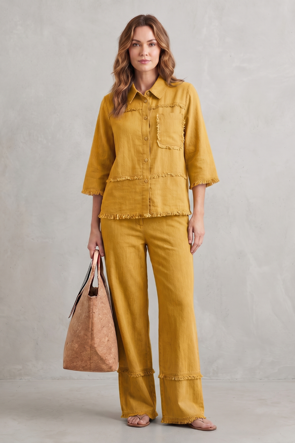 Relaxed Linen-inspired Style Trouser Set
