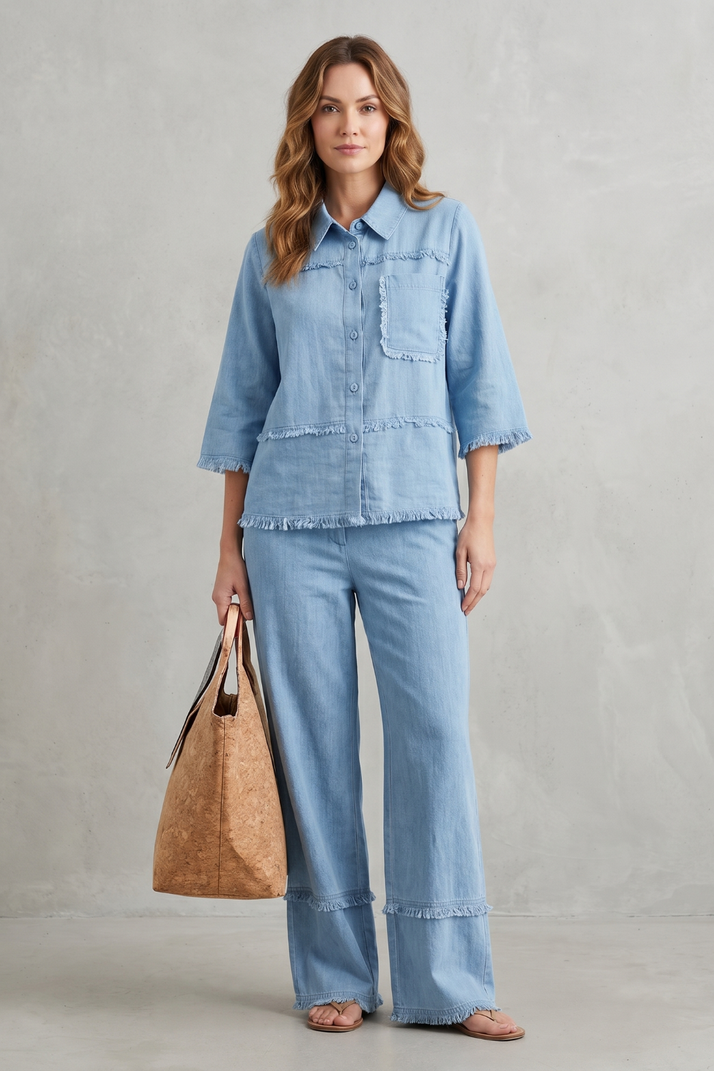 Relaxed Linen-inspired Style Trouser Set