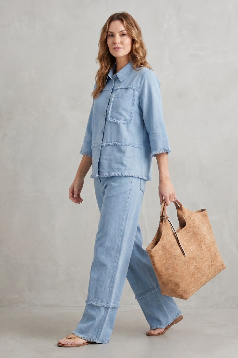 Relaxed Linen-inspired Style Trouser Set