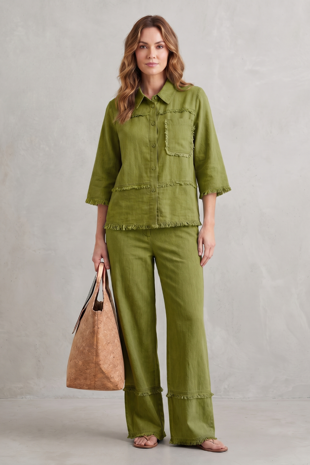 Relaxed Linen-inspired Style Trouser Set
