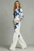 Artistic Colourblock Elegance Top And Trouser Set