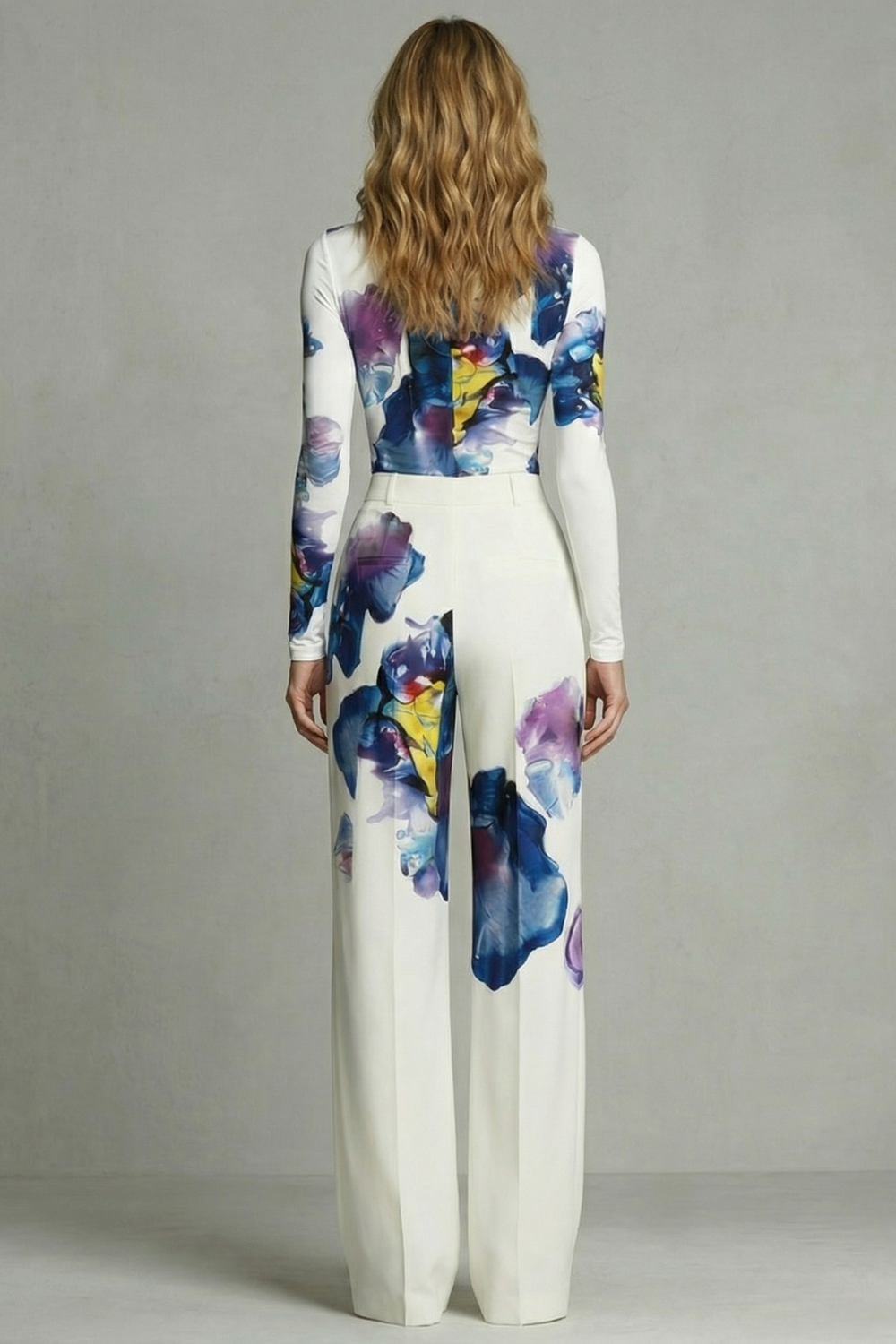 Artistic Colourblock Elegance Top And Trouser Set