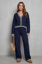 Contrast Trim Knit Loungewear Set