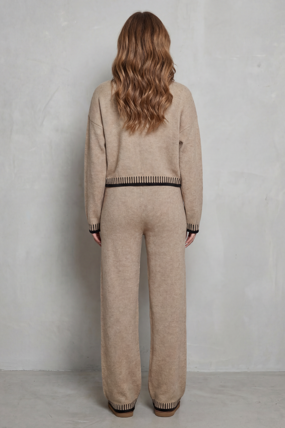 Contrast Trim Knit Loungewear Set