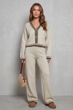 Contrast Trim Knit Loungewear Set