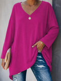 Women's Batwing Sleeve V-Neck Oversized Tunic - Pink