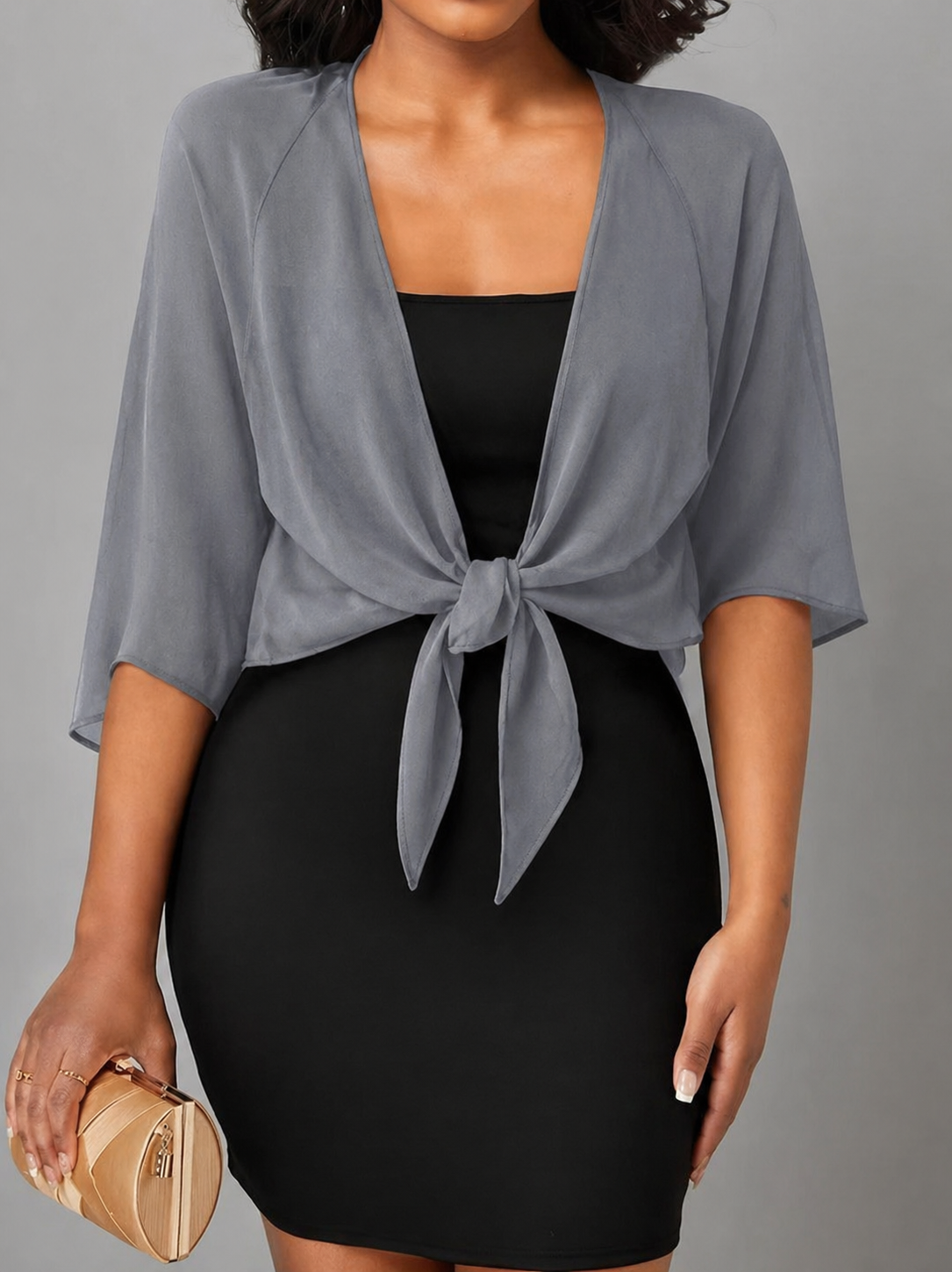 Women's Sheer Chiffon Tie Front Crop Cardigan Top