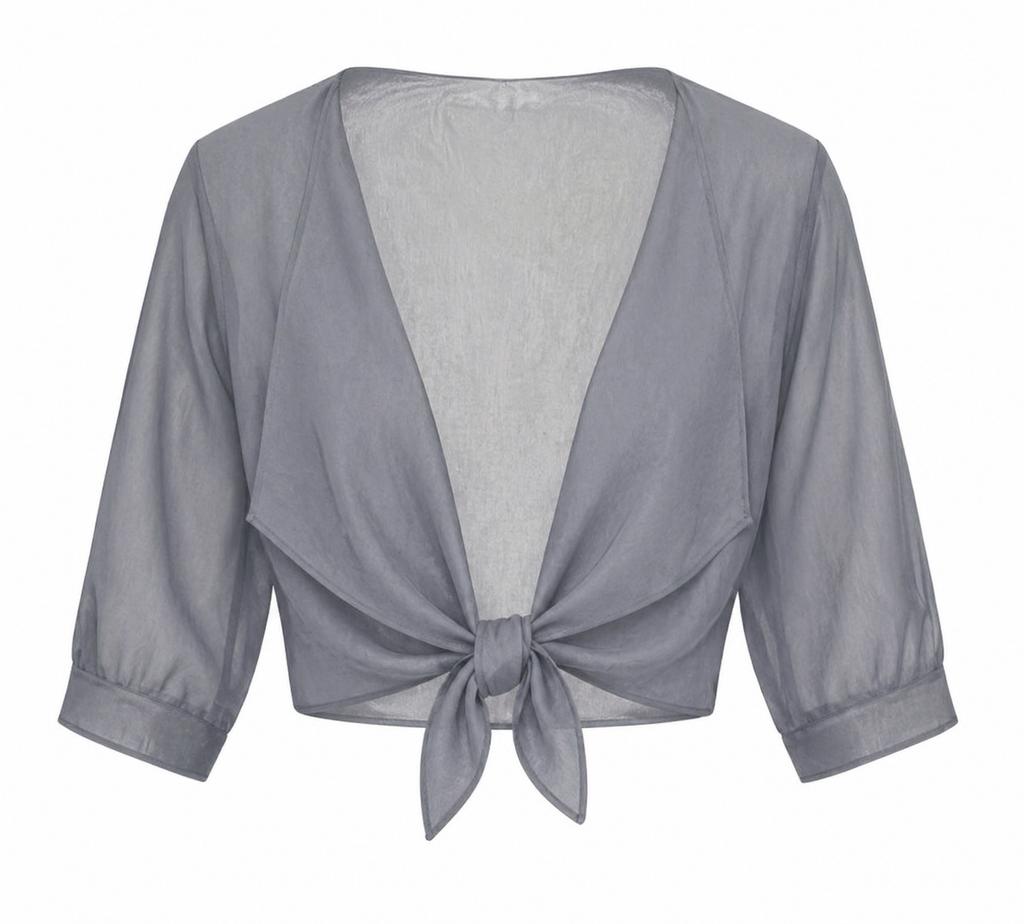 Women's Sheer Chiffon Tie Front Crop Cardigan Top