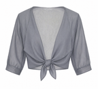 Women's Sheer Chiffon Tie Front Crop Cardigan Top