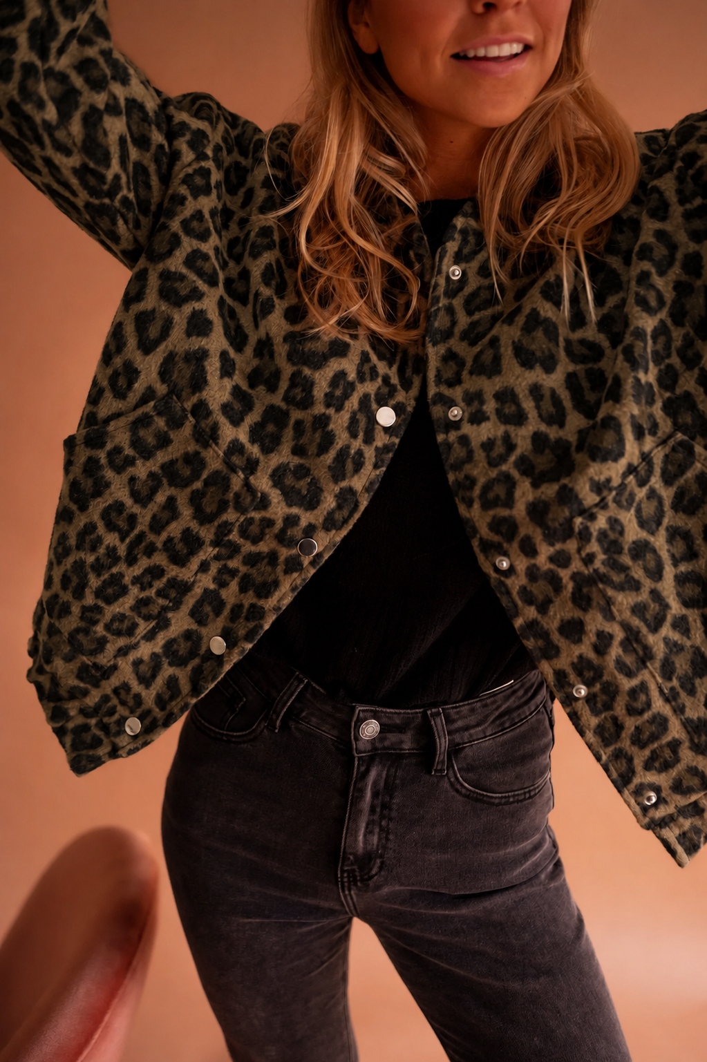 Women's Leopard Print Button Front Jacket