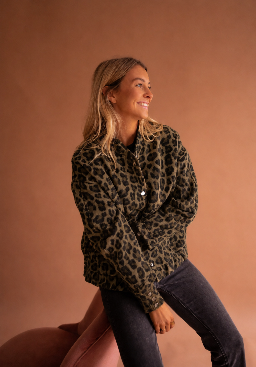 Women's Leopard Print Button Front Jacket