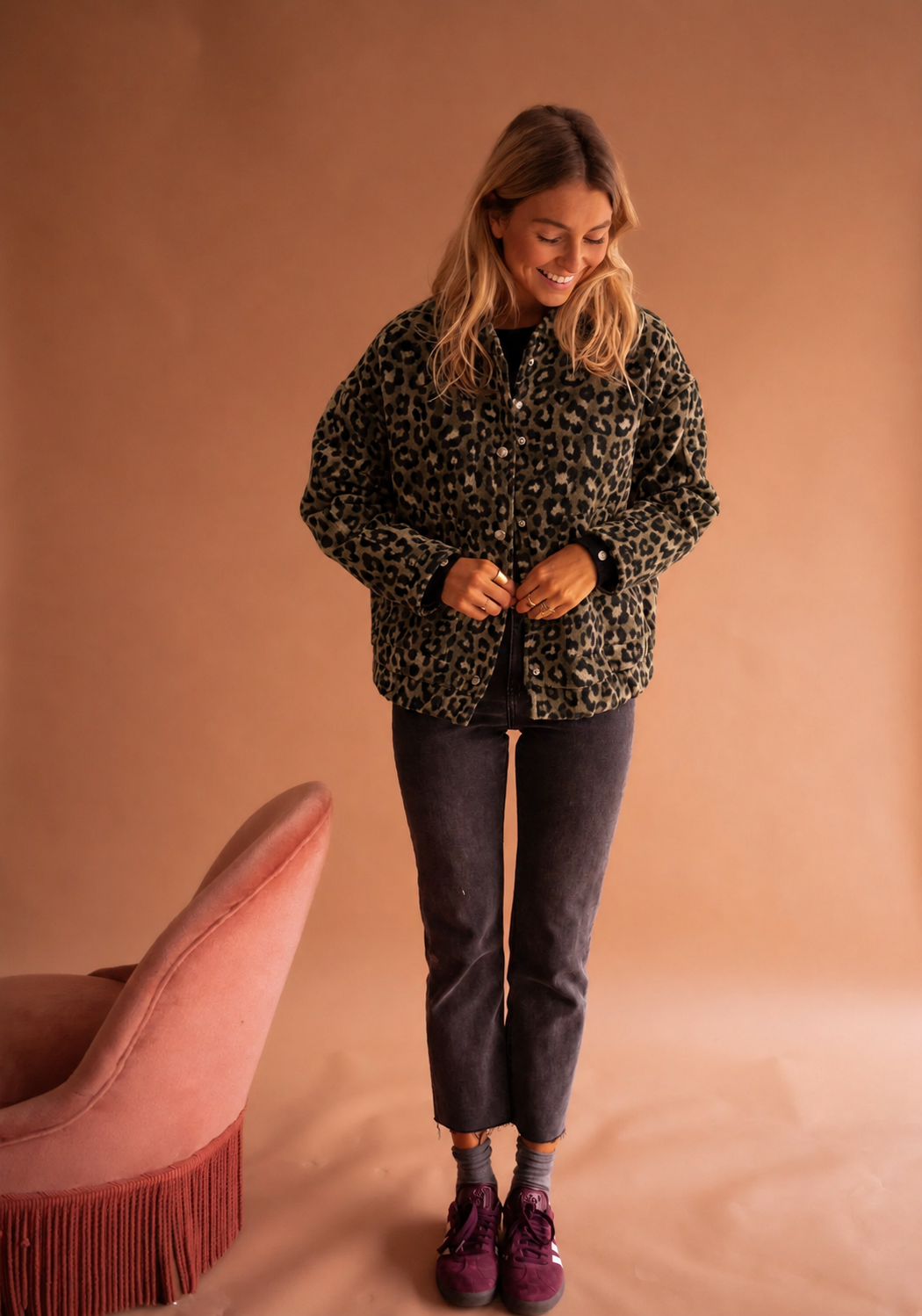 Women's Leopard Print Button Front Jacket