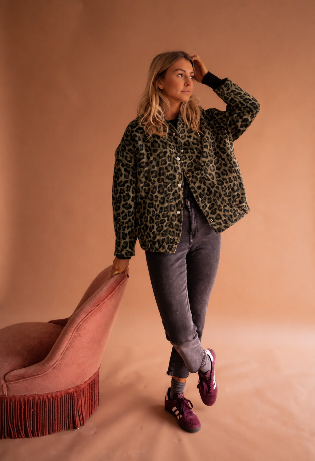 Women's Leopard Print Button Front Jacket