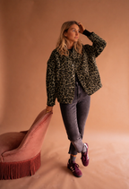 Women's Leopard Print Button Front Jacket