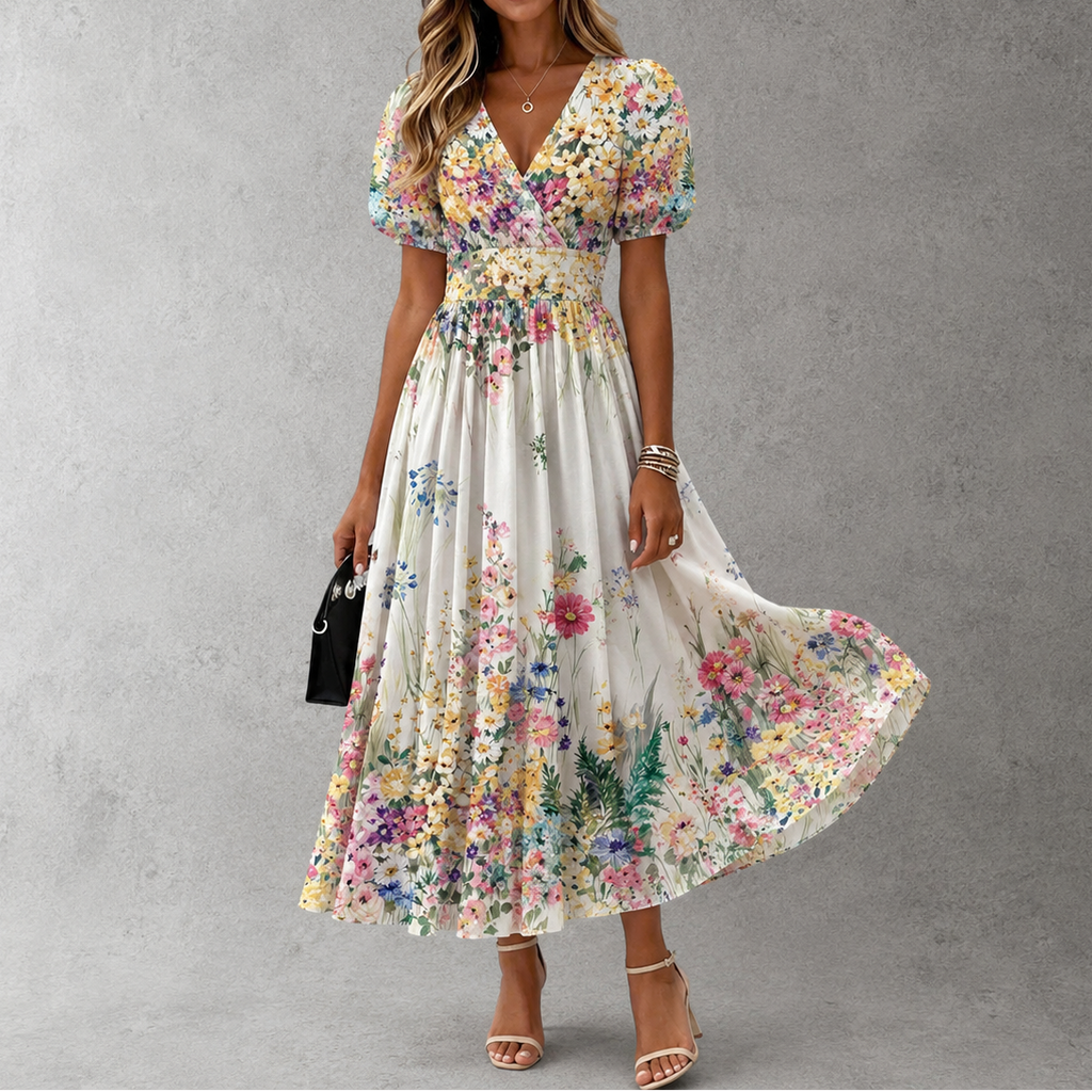 Rosalind™ | Short Sleeve Floral Maxi Dress