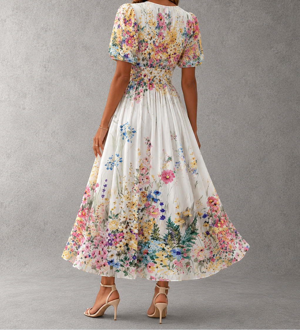 Rosalind™ | Short Sleeve Floral Maxi Dress