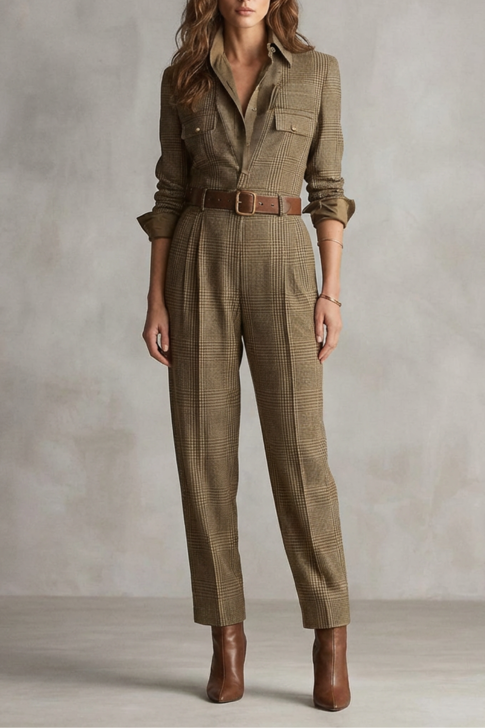 Cléonette – Vintage plaid charm – Tailored jumpsuit