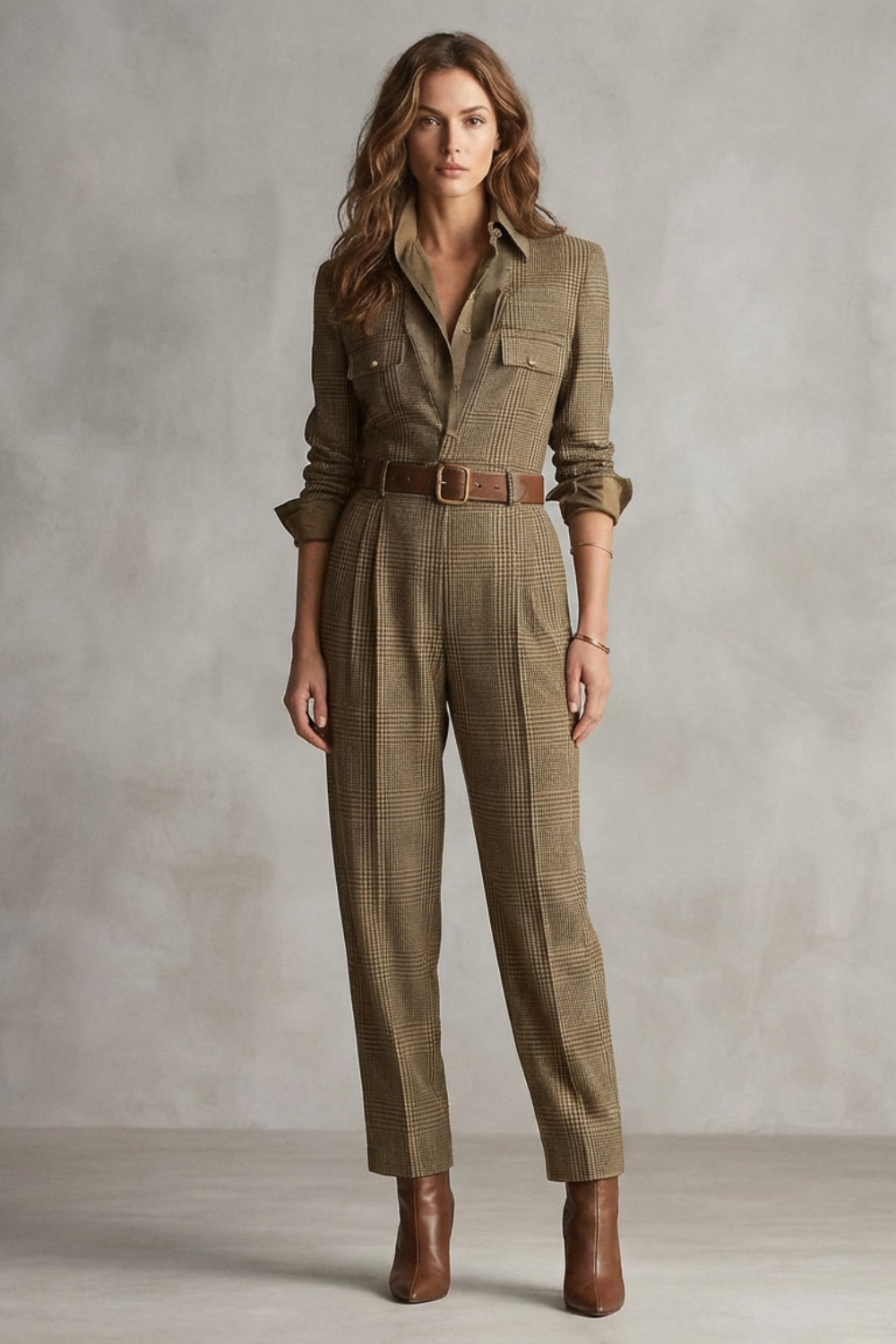 Cléonette – Vintage plaid charm – Tailored jumpsuit