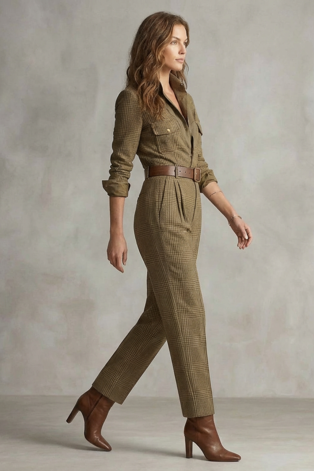 Cléonette – Vintage plaid charm – Tailored jumpsuit