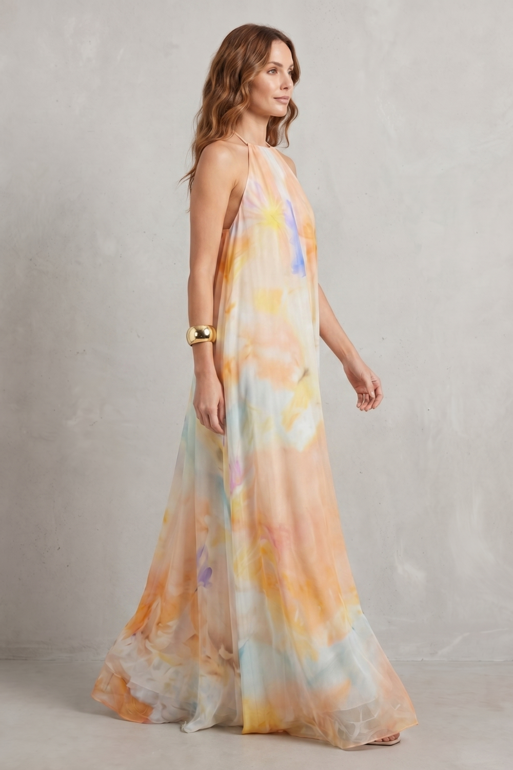Watercolour Halter Grace Maxi Dress