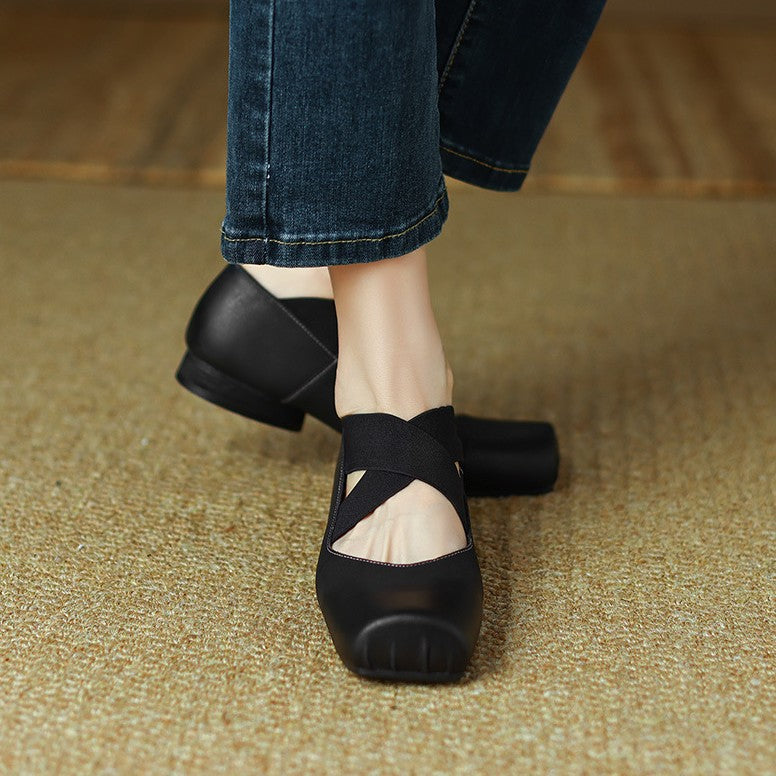Calira Square Toe Leather Ballets
