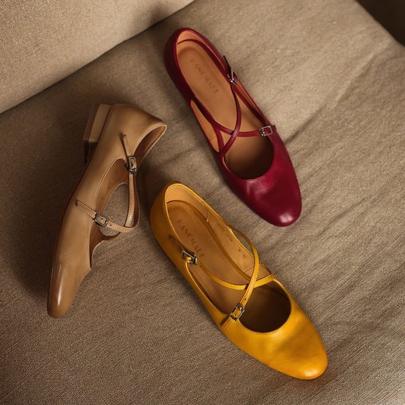 Orlisse Mary-Jane Leather Flats