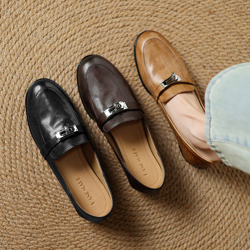 Corren Lock Accent Leather Loafers