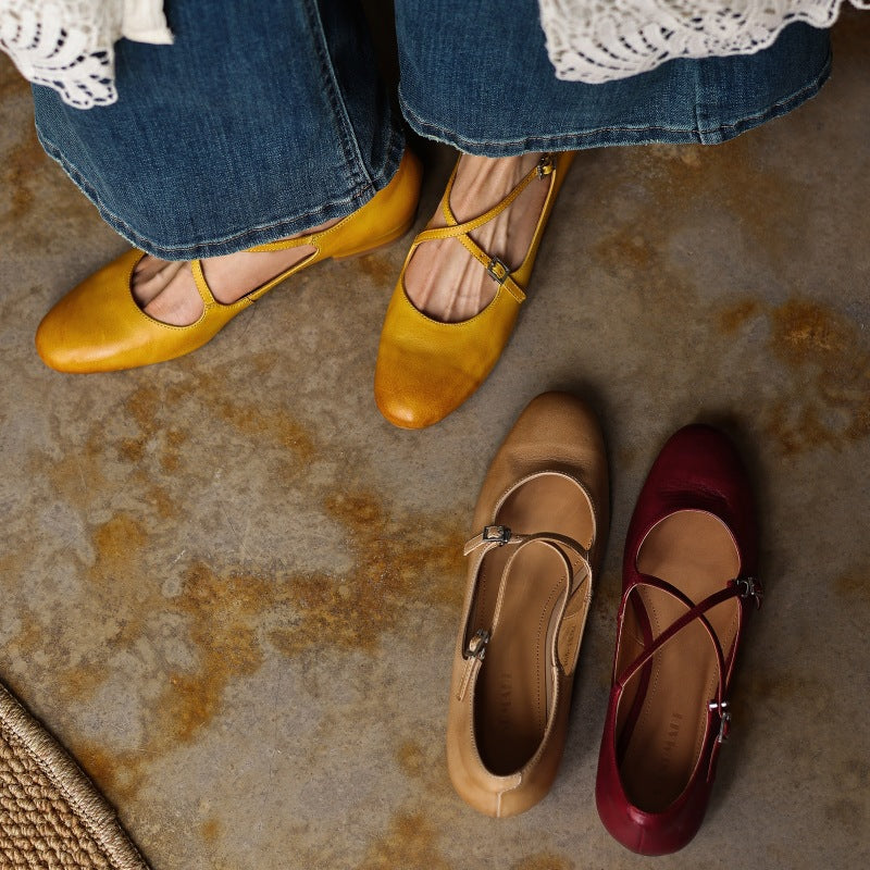 Orlisse Mary-Jane Leather Flats