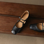 Aurelle Dual Strap Leather Mary-Janes