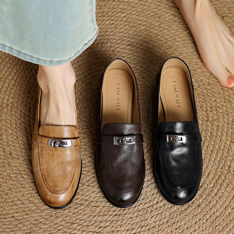 Corren Lock Accent Leather Loafers