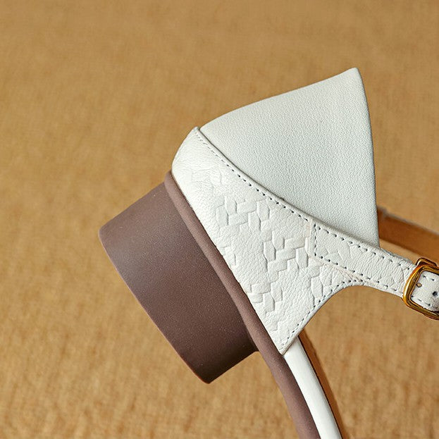 Elara Woven Leather Mary-Janes