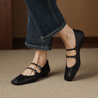 Aurelle Dual Strap Leather Mary-Janes