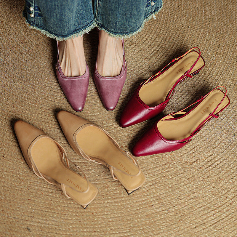Velune Slingback Leather Heels