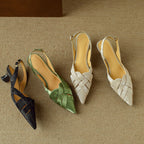 Kaelis Woven Leather Slingback Heels