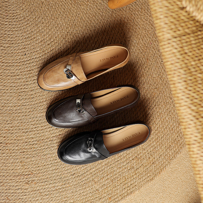 Corren Lock Accent Leather Loafers