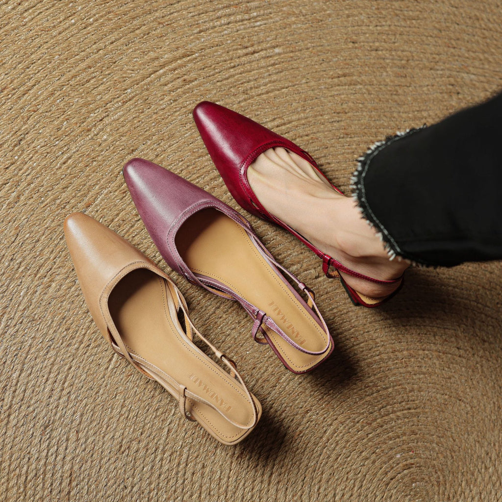Velune Slingback Leather Heels