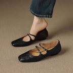 Aurelle Dual Strap Leather Mary-Janes