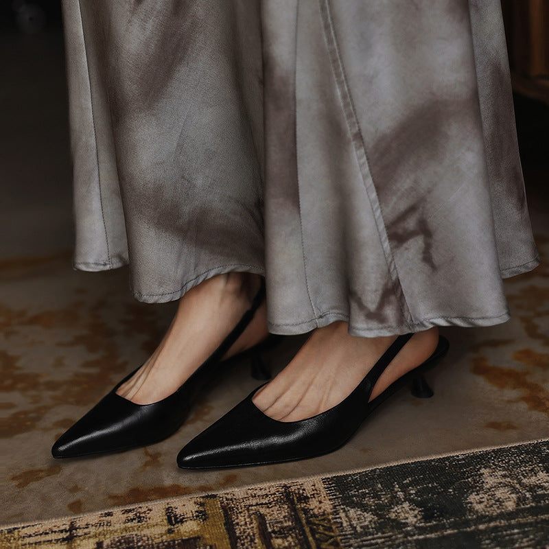Maelle Lambskin Leather Slingback Heels