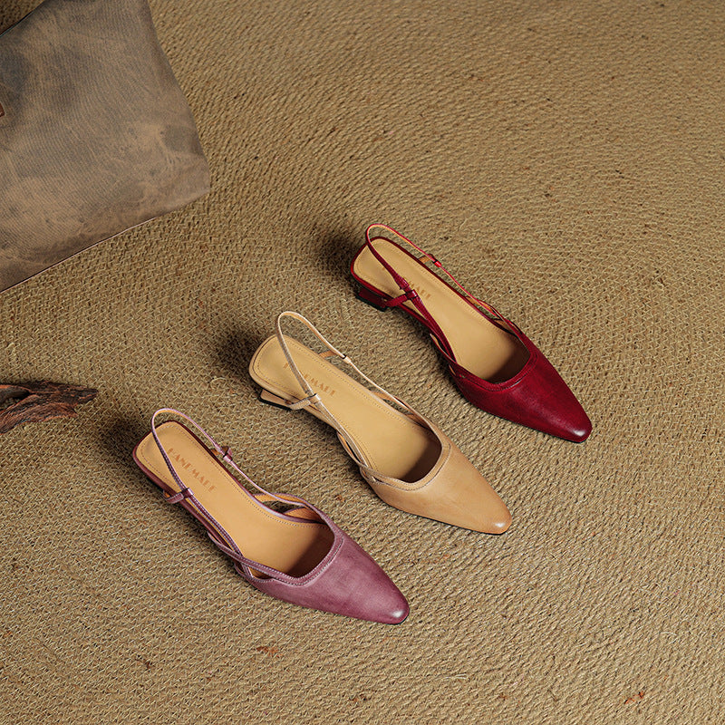 Velune Slingback Leather Heels