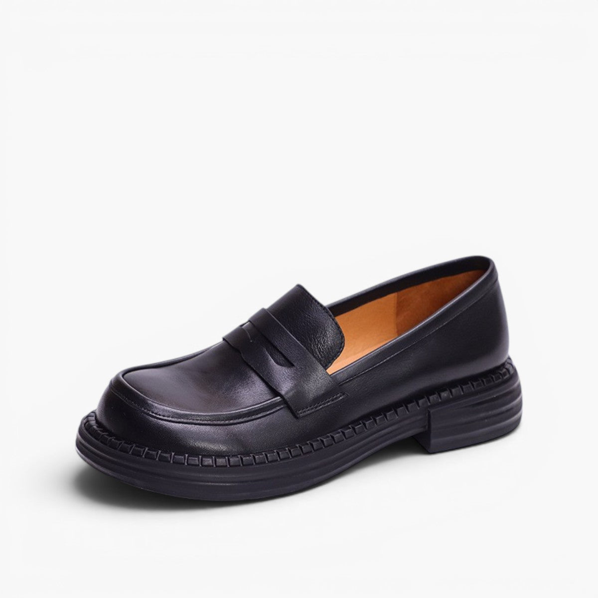 Demeris Leather Round-Toe Loafers