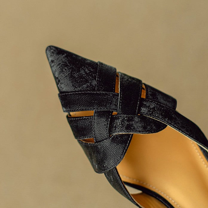 Kaelis Woven Leather Slingback Heels