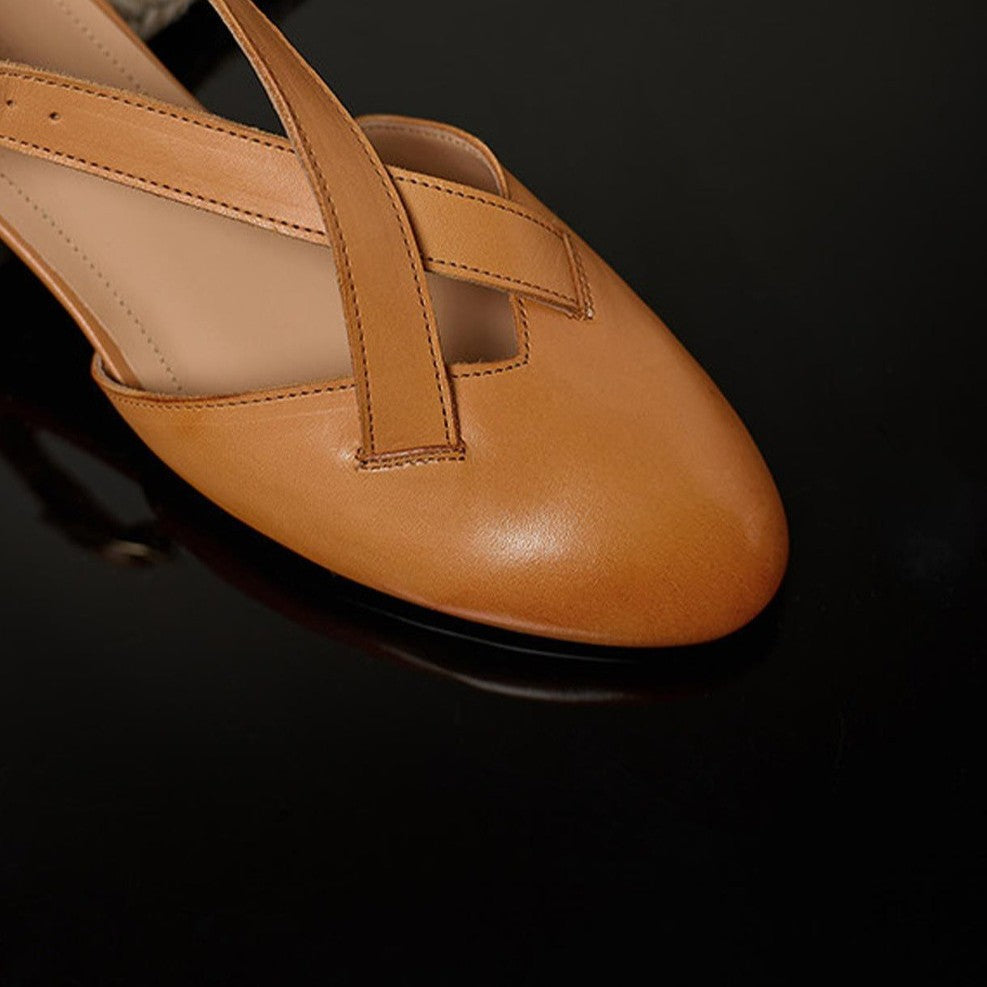 Maelis Crossstrap Leather Heels