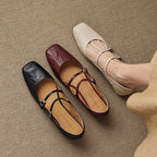 Aurelle Dual Strap Leather Mary-Janes