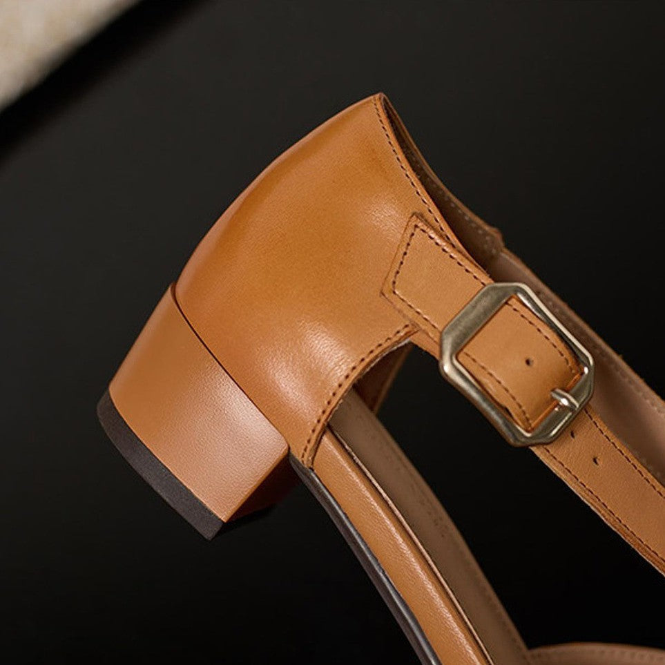 Maelis Crossstrap Leather Heels