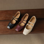 Aurelle Dual Strap Leather Mary-Janes
