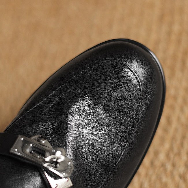 Corren Lock Accent Leather Loafers