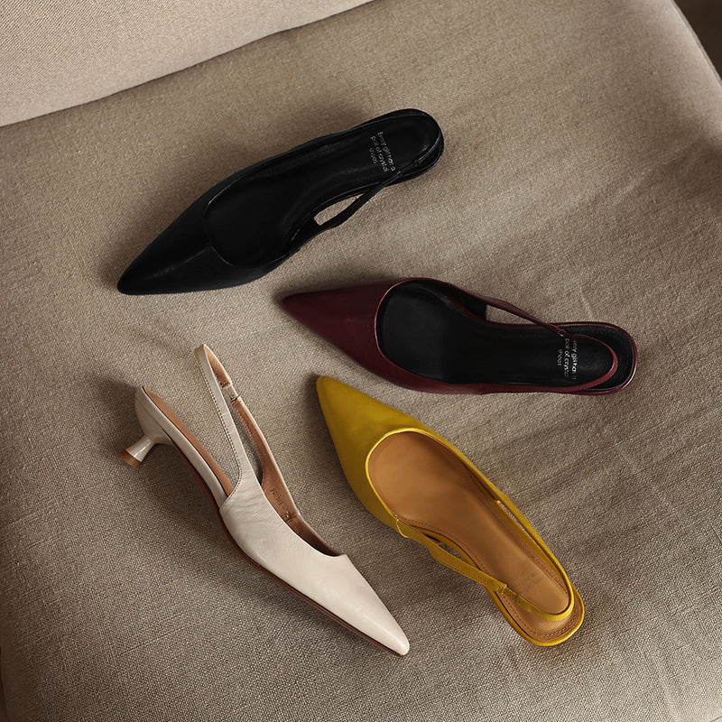 Maelle Lambskin Leather Slingback Heels