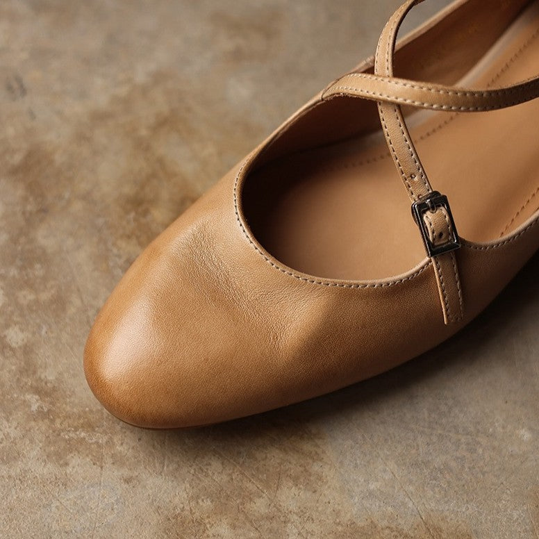 Orlisse Mary-Jane Leather Flats