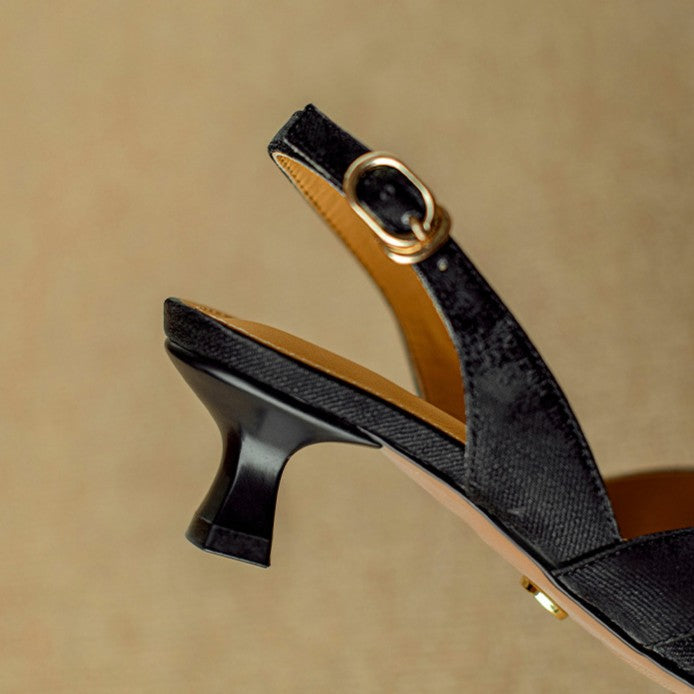 Kaelis Woven Leather Slingback Heels