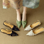 Kaelis Woven Leather Slingback Heels